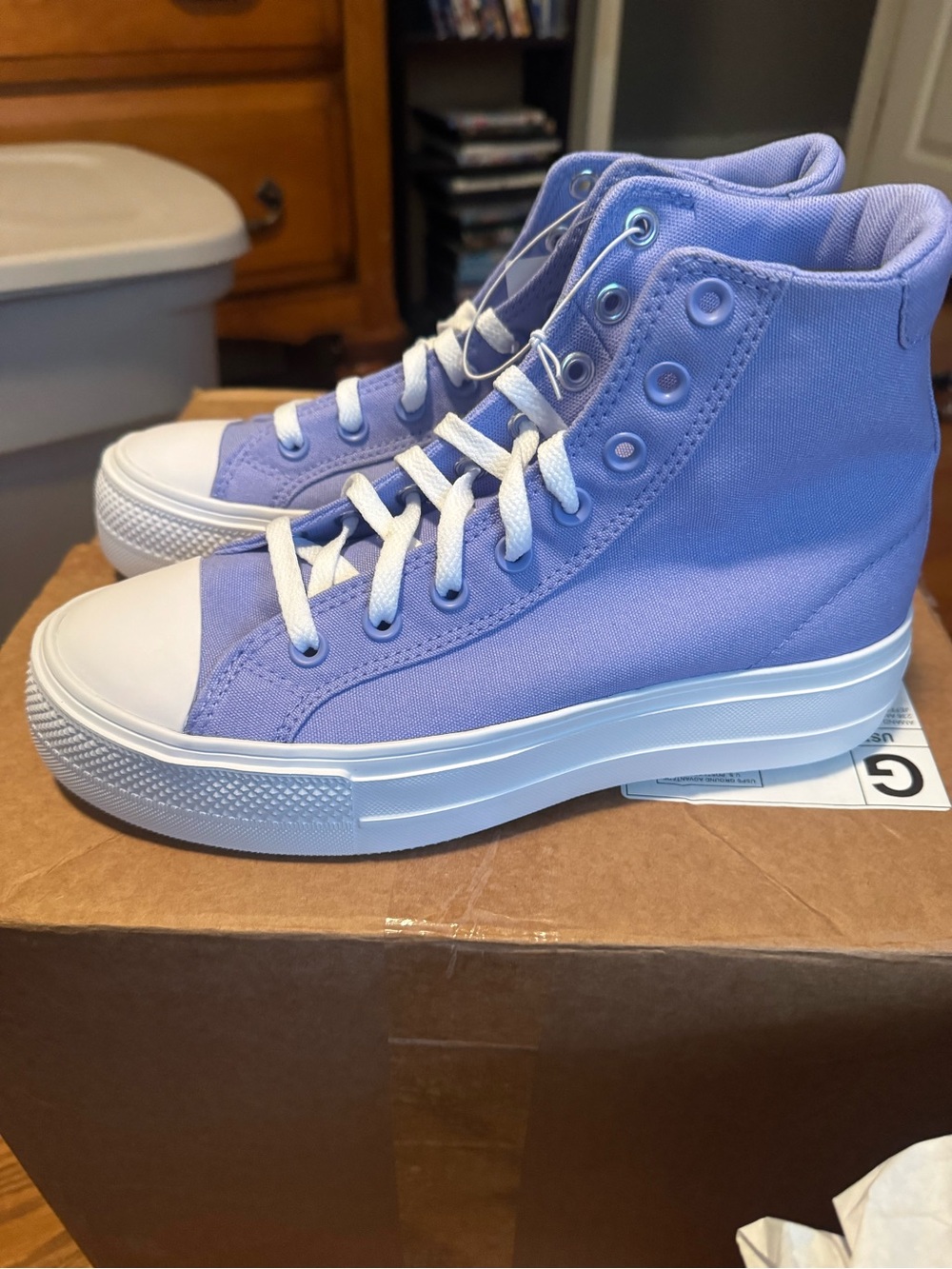 Converse Kids High-Top Sneakers in Lavender and White